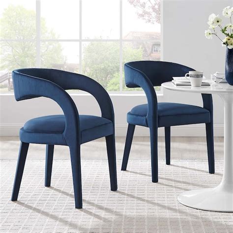 Modway Pinnacle Performance Velvet Dining Chair Set Of 2 In Midnight