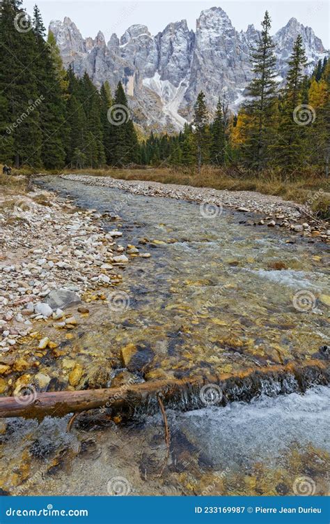 River Flows From Summts In Val Vegenia Dolomites Stock Image Image