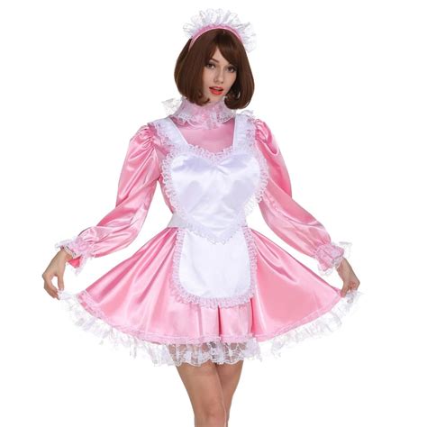Sissy Girl Maid Stunnung Full Apron Sweet Heart Sharped Dress Uniform