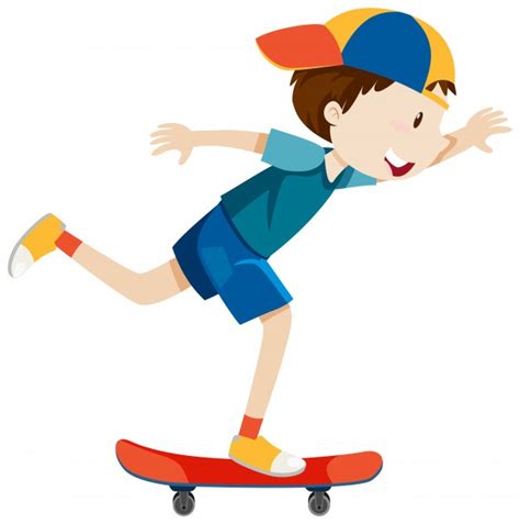 Free Vector A Boy Wearing Cap Playing Skateboard Cartoon