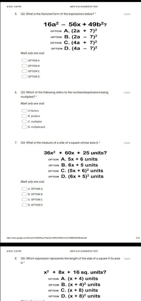 Grade Math Diagnostic Test Brainly Ph