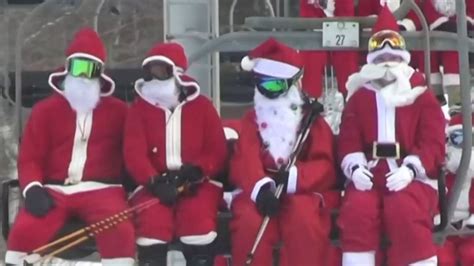 Skiing Santas Shredding Maine Slopes For Charity Good Morning America