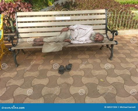 Old Man Sleeping On Bench Editorial Stock Image Image Of Oark 68531504