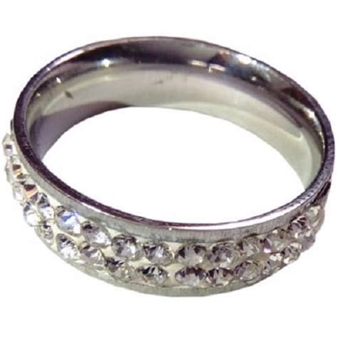 Sterling Dazzling Crystal Studded Couple Silver Wedding Ring Set