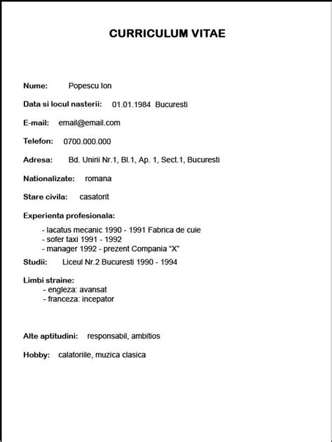 Curriculum Vitae Europass Romana Model