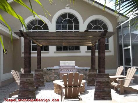 Mediterranean Style Pergola Outdoor Kitchen And Fire Pit Traditional