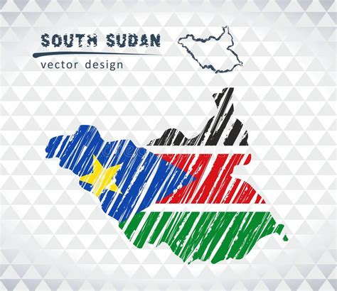 mapa sul do vetor de sudão com o interior da bandeira isolado em um fundo branco ilustração