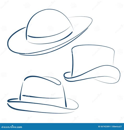 Sketched Man S Fedora Hat Royalty Free Illustration Cartoondealer