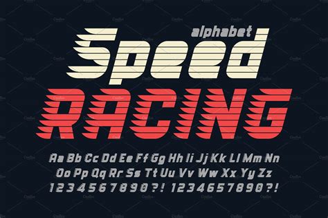 Racing Display Font Design Alphabet Pre Designed Vector Graphics