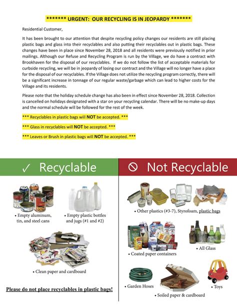 Important Note About Recycling Village Of Lake Grove