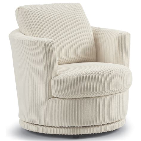 Best Home Furnishings Tina Mid Century Modern Swivel Barrel Chair