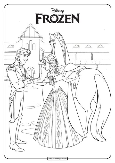 Disney Frozen Anna And Hans Coloring Pages 02 In 2020 Frozen Coloring