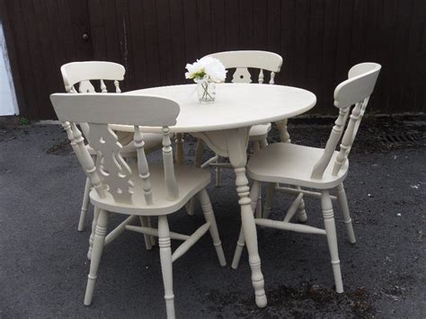 Circular Dining Table With 4 Chairs Beautifully Restored In Shabby