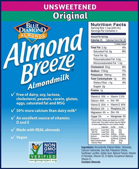 Almond Breeze Almond Milk Unsweetened Original Ounce Pack Of