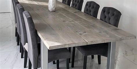 Reclaimed Industrial Chic 8 10 Seater Solid Wood And Steel Dining Table