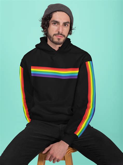 This Classic Retro Style Striped Rainbow Flag Hoodie Is A Must Have Addition To Your Rainbow
