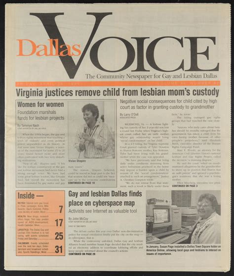 Dallas Voice Dallas Tex Vol No Ed Friday April UNT Digital Library