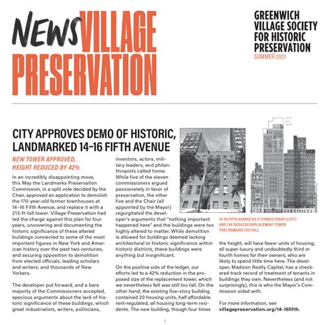 Village Preservation Greenwich Village Society For Historic Preservation