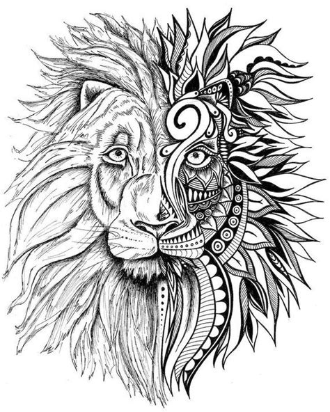 Lion Print Zentangle Art Lion Drawing Art Prints Black And White