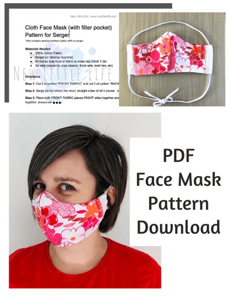 #laprotects we provide free printable pdf patterns for face mask with filter pocket. Cloth Face Mask (with filter pocket) Pattern for Serger - New Little Life