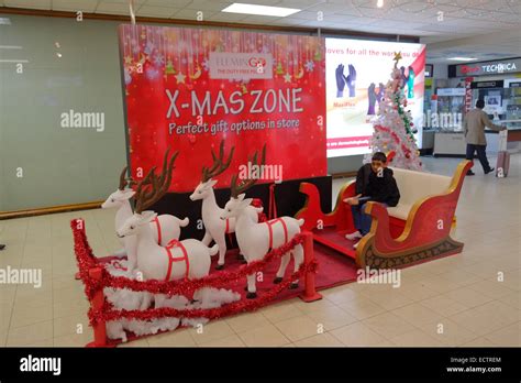 christmas display with reindeers at departure lounge at bandaranaike colombo hi res stock