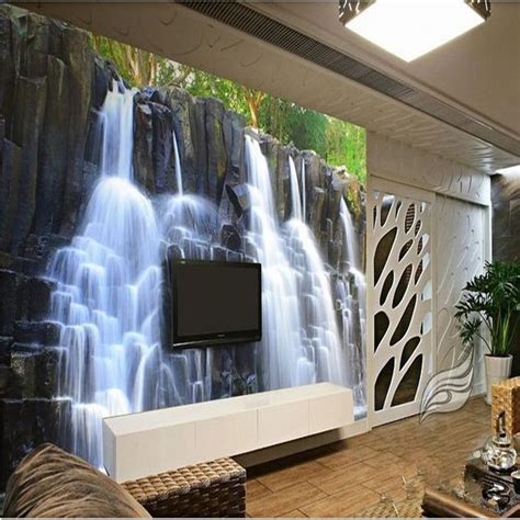 Beibehang 3d Stereoscopic Wallpaper Chinese Mountain Waterfall Tv