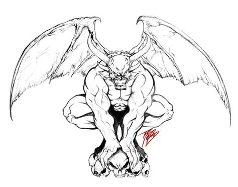 Old Demon Gargoyle Pencils By Renomsad Gargoyle Drawing Gargoyle