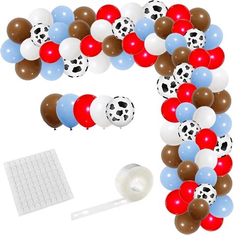 Red Blue Brown Balloon Garland Kit 117pcs Red Blue Coffee