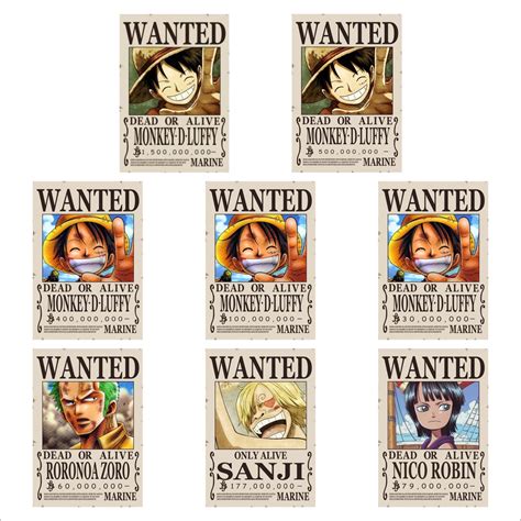 Jual Poster Anime One Piece BOUNTY POSTER WANTED One Piece Kru Mugiwara Bounty History