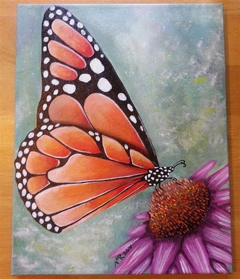Flowers Drawings Inspiration : monarch butterfly acrylic ... Did you notice, when butterfly sits on a flower it opens and closes the wings?
