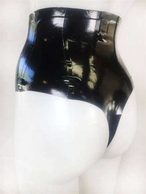 latex rubber high waist thong pantie by vex custom made etsy