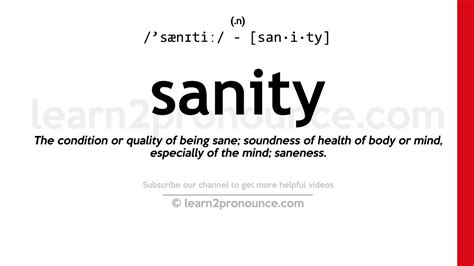 Pronunciation Of Sanity Definition Of Sanity Youtube