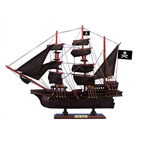 Wooden Captain Hooks Jolly Roger Black Sails Pirate Ship Model 15