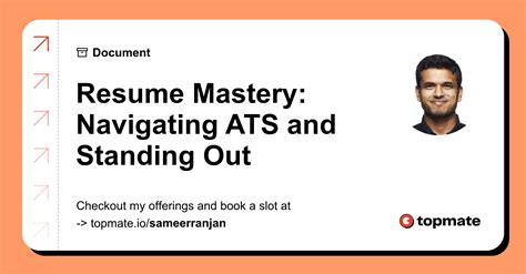 Resume Mastery Navigating Ats And Standing Out With Sameer Ranjan