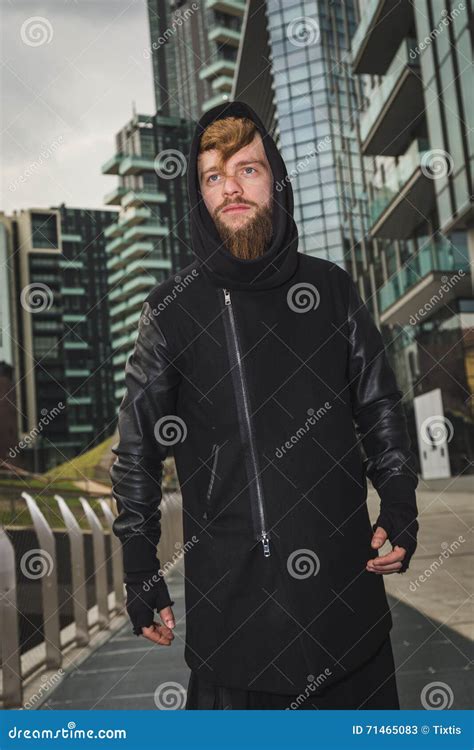 Stylish Bearded Man Posing In The Street Stock Image Image Of