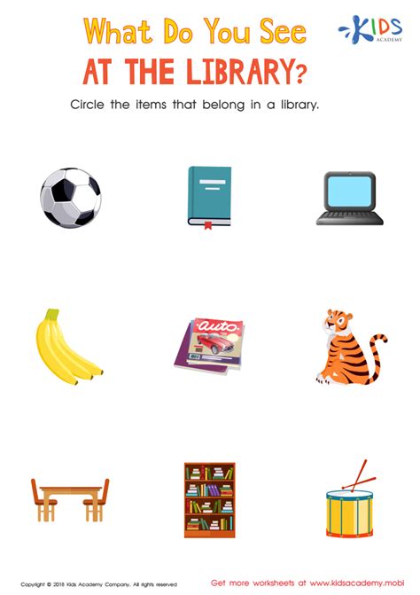What Do You See At The Library Worksheet Printable Pdf For Kids