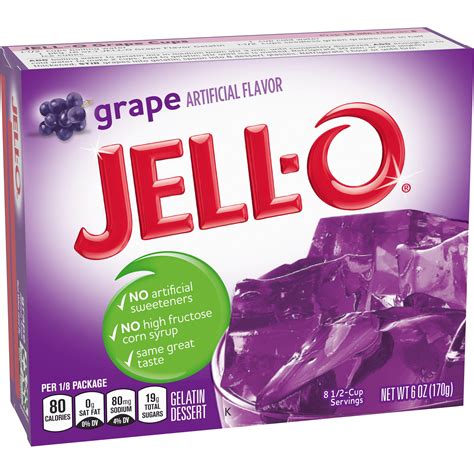 Jell O Grape Instant Gelatin Mix 6 Oz Box