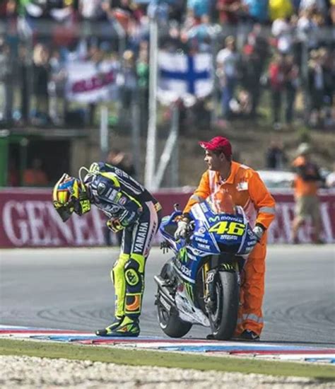 Valentino Rossi Taking A Bow In Front Of His Fans At Brno After