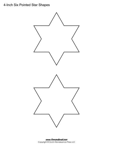 Printable Six Pointed Star Templates Blank Shape Pdf Downloads Star