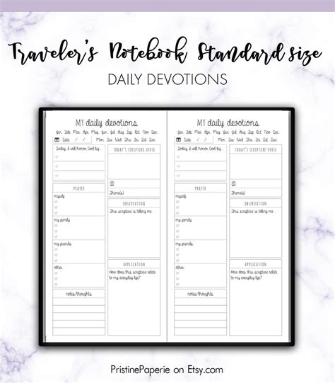 Travelers Notebook Standard Daily Devotions Printable Etsy