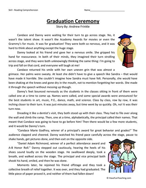 Graduation Ceremony Reading Comprehension Worksheet Have Fun Teaching