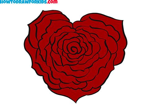 How To Draw A Rose Heart Easy Drawing Tutorial For Kids