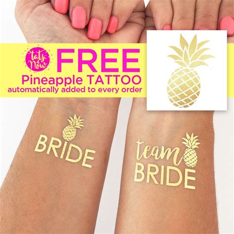 Team Bride Temporary Tattoo Pineapple Party Theme Spring Bachelorette Party How To