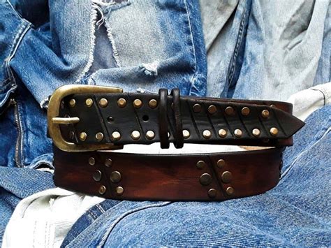 Rustic Style Mens Belt Unique Leather Mens Brown