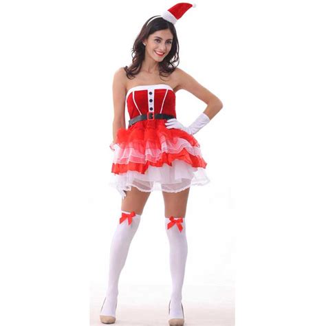 Sexy Girl Christmas Party Red Santa Claus Dress Role Play Uniform