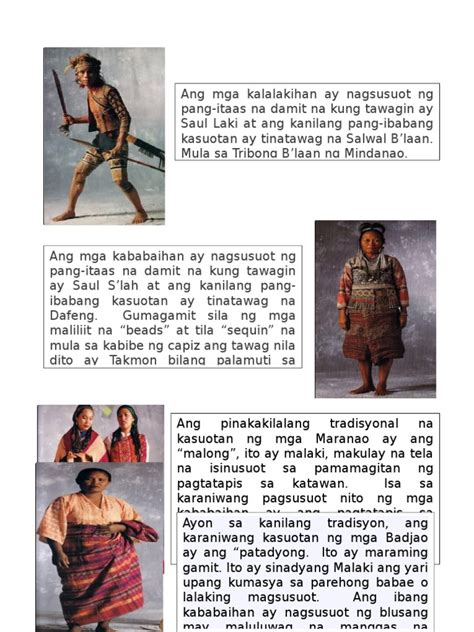 Tradisyunal Na Kasuotan Ng Mindanao Kasuotan Malumanay
