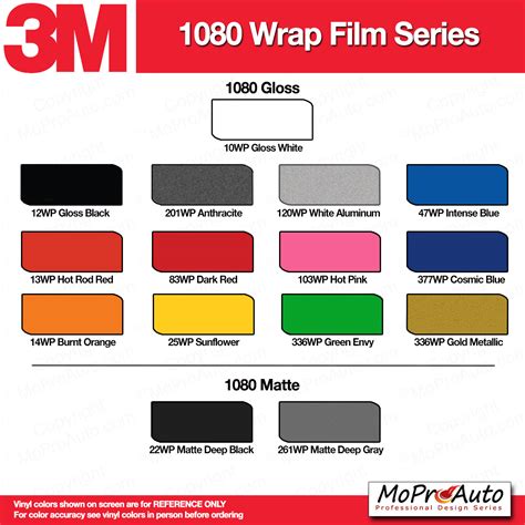 Color Chart All 3m And Avery Vinyl Color Samples Moproauto