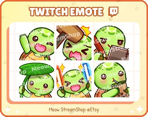 Twitch Emote Cute Tortoise Emotes Pack 2 Waving Bonk Note Waiting