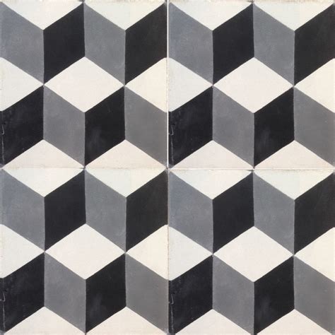 Black and white patterned kitchen floor tiles. Design for Me Loves... Geometric Encaustic Patterned Tiles