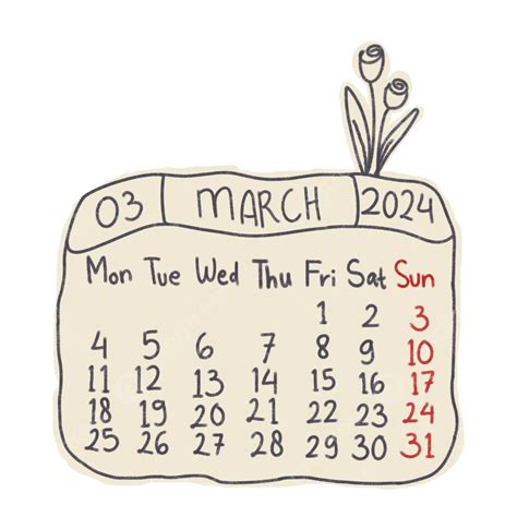 März 2024 Kalender Doodle März 2024 Kalender Png Und Psd Datei Zum